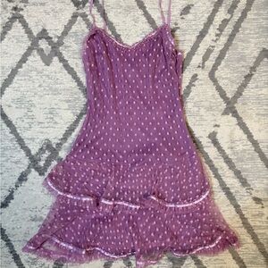Vintage Y2K Betsey Johnson Lavender Lace Polkadot Dress - like new